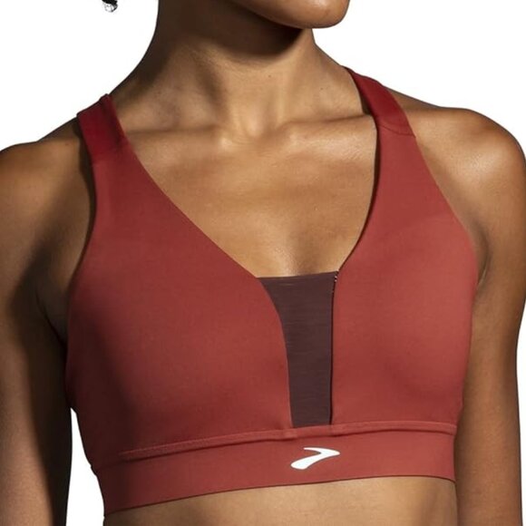 BROOKS Women Plunge Sports Bra for Running, Workouts, Sports Sz: XS Copper/Run - Picture 3 of 9